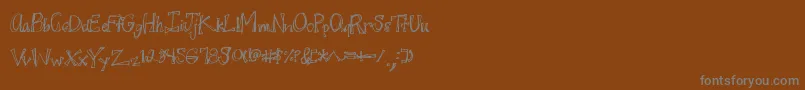 Juicyrags-fontti – harmaat kirjasimet ruskealla taustalla