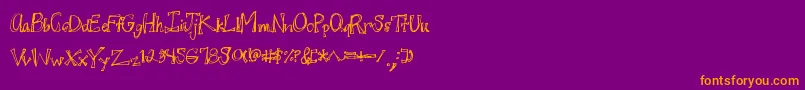 Juicyrags-Schriftart – Orangefarbene Schriften auf violettem Hintergrund