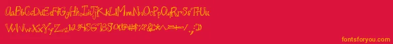 Juicyrags-Schriftart – Orangefarbene Schriften auf rotem Hintergrund