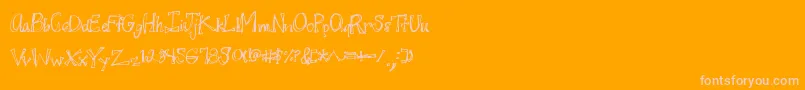 Juicyrags-Schriftart – Rosa Schriften auf orangefarbenem Hintergrund