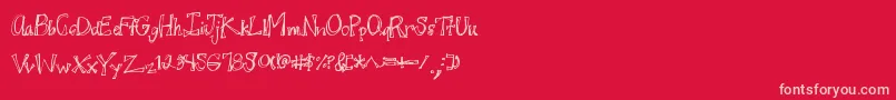 Juicyrags-fontti – vaaleanpunaiset fontit punaisella taustalla