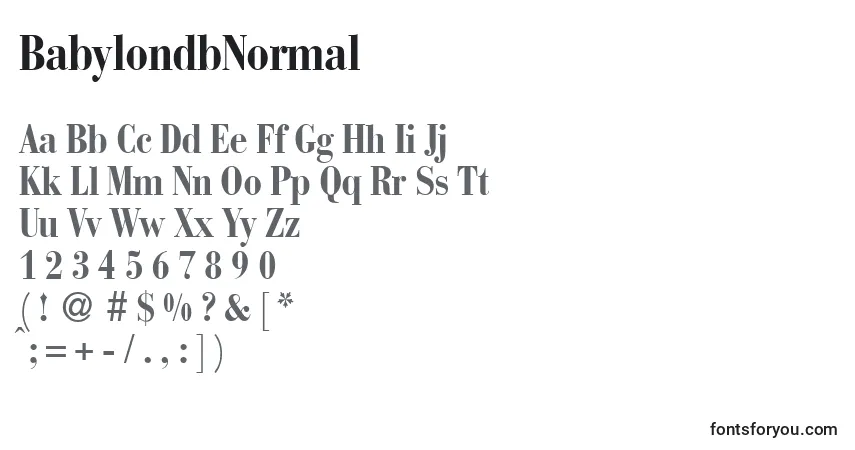 A fonte BabylondbNormal – alfabeto, números, caracteres especiais
