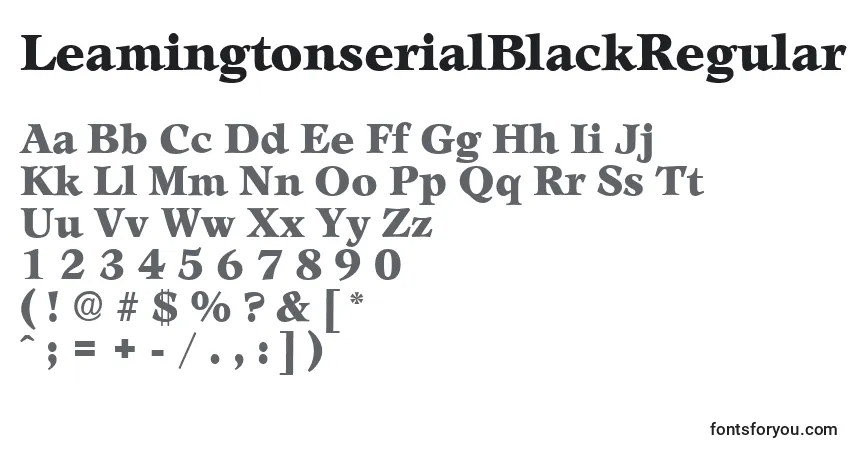 LeamingtonserialBlackRegular-fontti – aakkoset, numerot, erikoismerkit