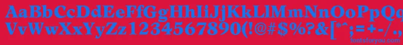 Czcionka LeamingtonserialBlackRegular – niebieskie czcionki na czerwonym tle