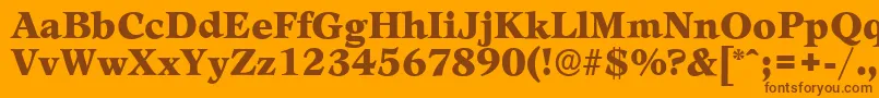 LeamingtonserialBlackRegular-fontti – ruskeat fontit oranssilla taustalla