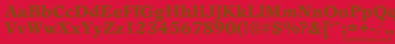 LeamingtonserialBlackRegular-Schriftart – Braune Schriften auf rotem Hintergrund