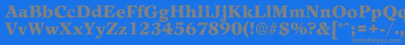 LeamingtonserialBlackRegular-Schriftart – Graue Schriften auf blauem Hintergrund
