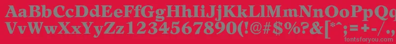 LeamingtonserialBlackRegular-fontti – harmaat kirjasimet punaisella taustalla