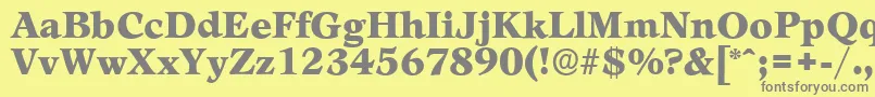 フォントLeamingtonserialBlackRegular – 黄色の背景に灰色の文字