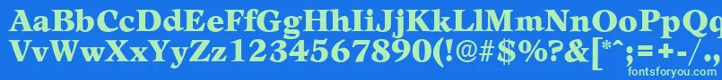 LeamingtonserialBlackRegular-fontti – vihreät fontit sinisellä taustalla