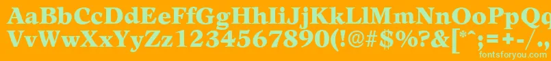 LeamingtonserialBlackRegular-fontti – vihreät fontit oranssilla taustalla