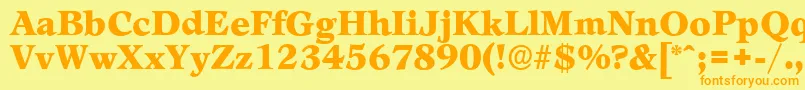 Fonte LeamingtonserialBlackRegular – fontes laranjas em um fundo amarelo