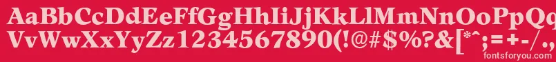 LeamingtonserialBlackRegular-fontti – vaaleanpunaiset fontit punaisella taustalla