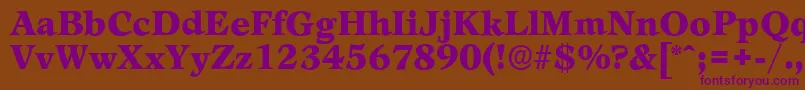 LeamingtonserialBlackRegular-fontti – violetit fontit ruskealla taustalla