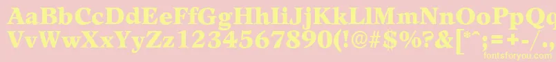 LeamingtonserialBlackRegular-fontti – keltaiset fontit vaaleanpunaisella taustalla