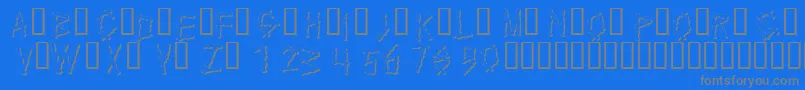 フォントKrBamboo – 青い背景に灰色の文字