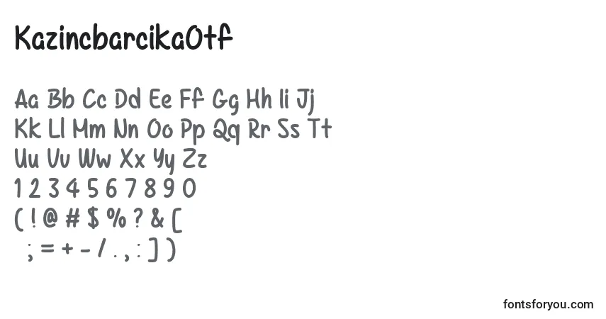 Schriftart KazincbarcikaOtf – Alphabet, Zahlen, spezielle Symbole