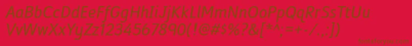 FolderrgItalic-Schriftart – Braune Schriften auf rotem Hintergrund