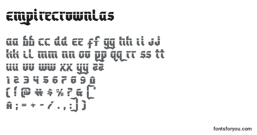 Schriftart Empirecrownlas – Alphabet, Zahlen, spezielle Symbole