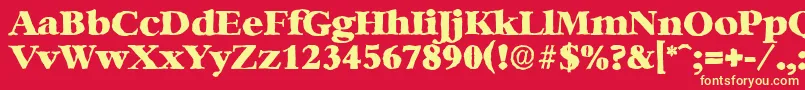 Fonte BernsteinantiqueHeavyRegular – fontes amarelas em um fundo vermelho