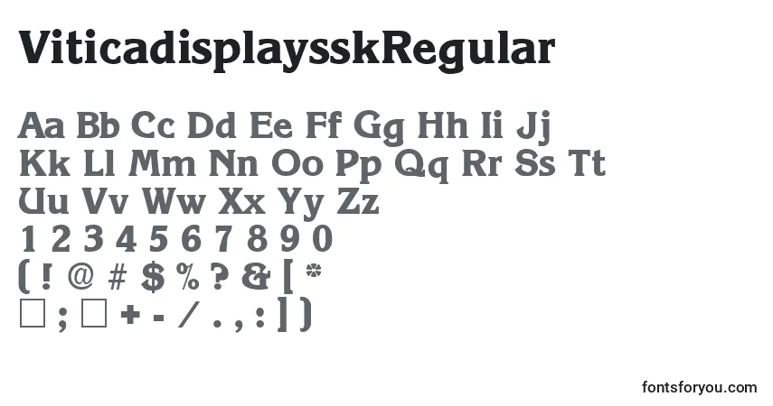 Czcionka ViticadisplaysskRegular – alfabet, cyfry, specjalne znaki