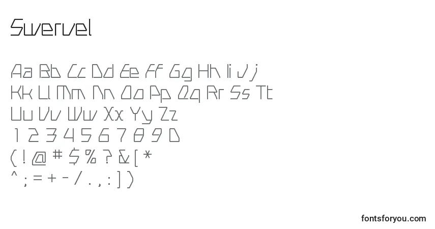 A fonte Swervel – alfabeto, números, caracteres especiais