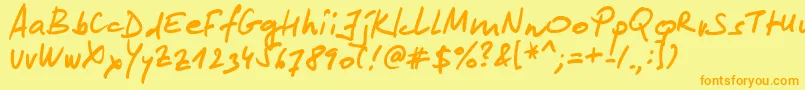 Lipsum-Schriftart – Orangefarbene Schriften auf gelbem Hintergrund