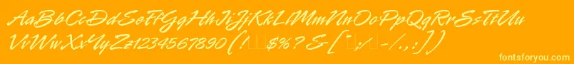 RapierCyr-Schriftart – Gelbe Schriften auf orangefarbenem Hintergrund