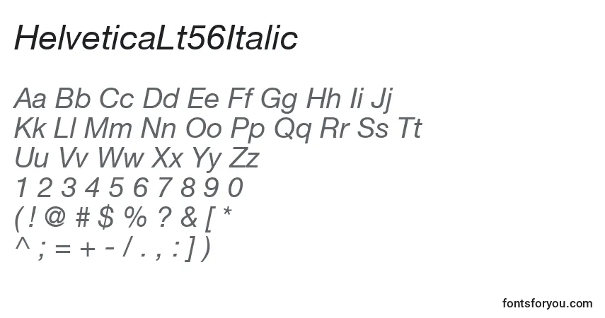 Czcionka HelveticaLt56Italic – alfabet, cyfry, specjalne znaki