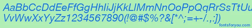HelveticaLt56Italic Font – Blue Fonts on Green Background