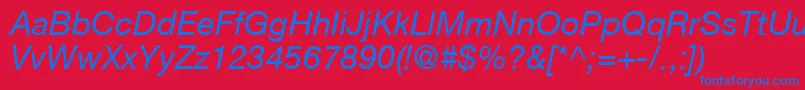 Шрифт HelveticaLt56Italic – синие шрифты на красном фоне