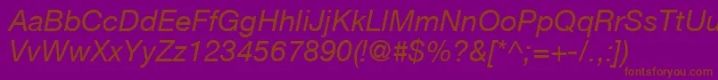 HelveticaLt56Italic-Schriftart – Braune Schriften auf violettem Hintergrund