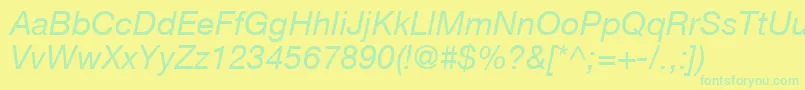 HelveticaLt56Italic Font – Green Fonts on Yellow Background