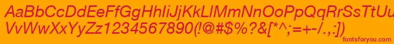 フォントHelveticaLt56Italic – オレンジの背景に赤い文字
