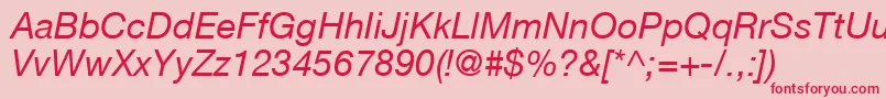 フォントHelveticaLt56Italic – ピンクの背景に赤い文字