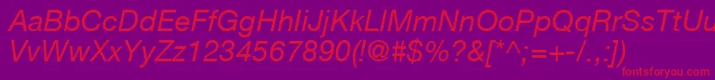 HelveticaLt56Italic Font – Red Fonts on Purple Background