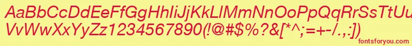HelveticaLt56Italic Font – Red Fonts on Yellow Background