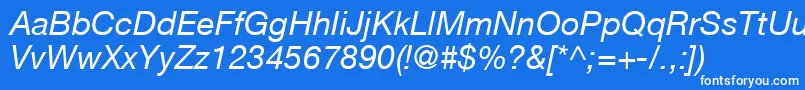 フォントHelveticaLt56Italic – 青い背景に白い文字