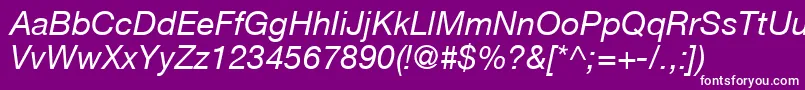 HelveticaLt56Italic Font – White Fonts on Purple Background
