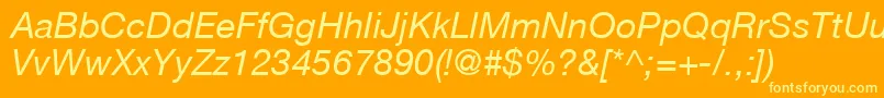 フォントHelveticaLt56Italic – オレンジの背景に黄色の文字