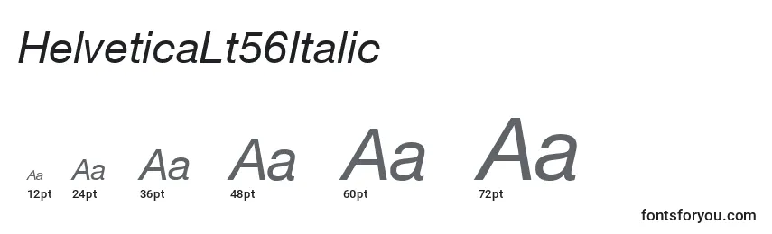 Tamaños de fuente HelveticaLt56Italic
