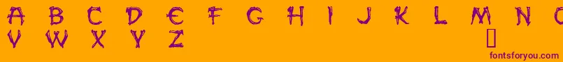 PaleosDemo-Schriftart – Violette Schriften auf orangefarbenem Hintergrund