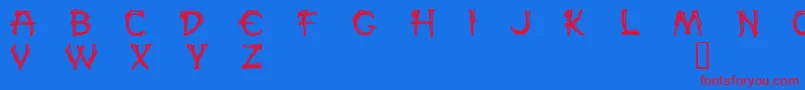 フォントPaleosDemo – 赤い文字の青い背景