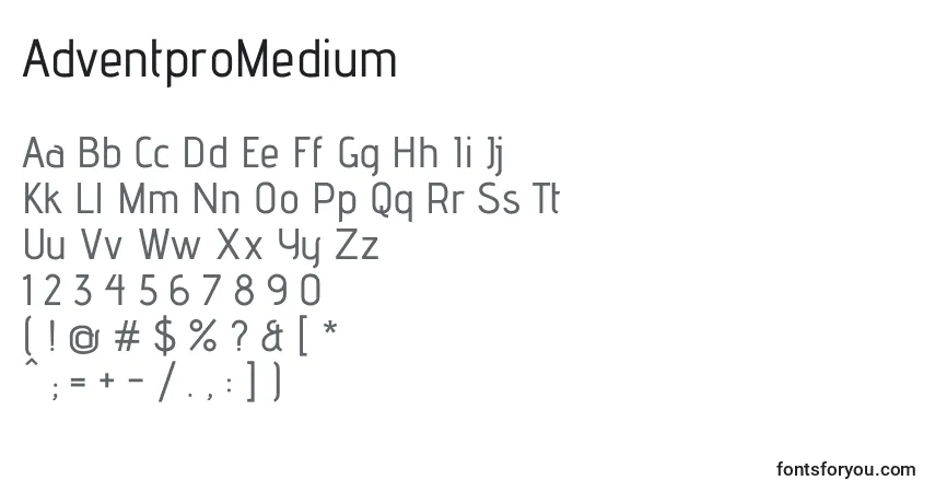 Fuente AdventproMedium - alfabeto, números, caracteres especiales