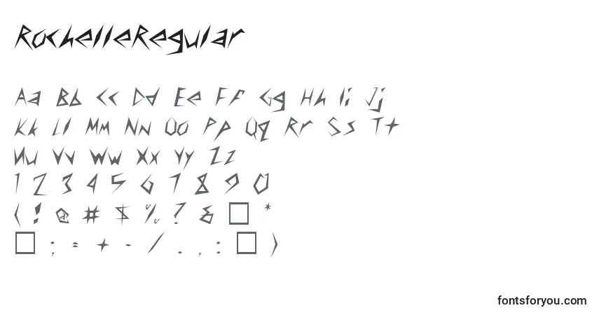 Schriftart RochelleRegular – Alphabet, Zahlen, spezielle Symbole