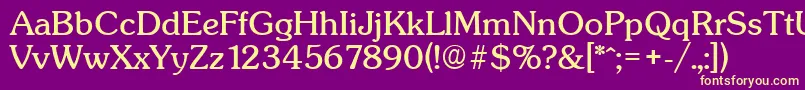 SunsetSerialRegularDb Font – Yellow Fonts on Purple Background