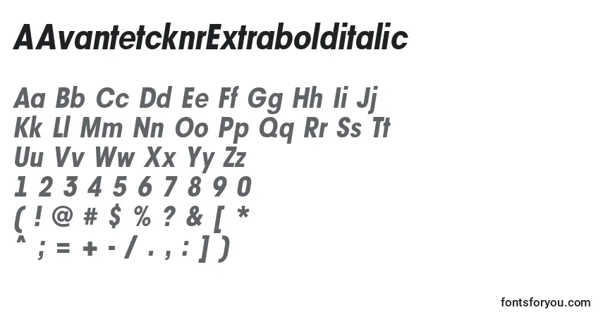AAvantetcknrExtrabolditalicフォント–アルファベット、数字、特殊文字