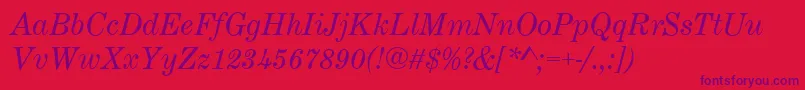 CenturyExpandedItalic Font – Purple Fonts on Red Background