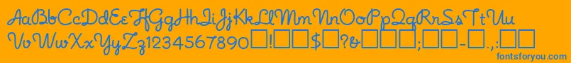 Noodlescript Font – Blue Fonts on Orange Background