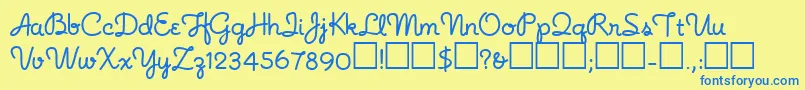 Шрифт Noodlescript – синие шрифты на жёлтом фоне